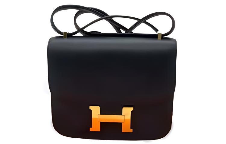 HERMES Hermès Constance 19 gold buckle Tadelakt leather crossbody shoulder bag 19 women's 89 Noir black