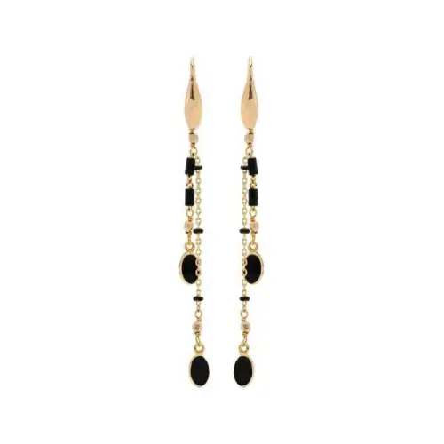 ISABEL MARANT ETOILE Design brass stone inlay, black earrings