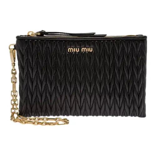 MIU MIU Matelassé Sheepskin Clutch Women's Black