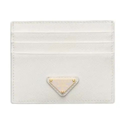 PRADA Saffiano Leather Card Holder Women's White