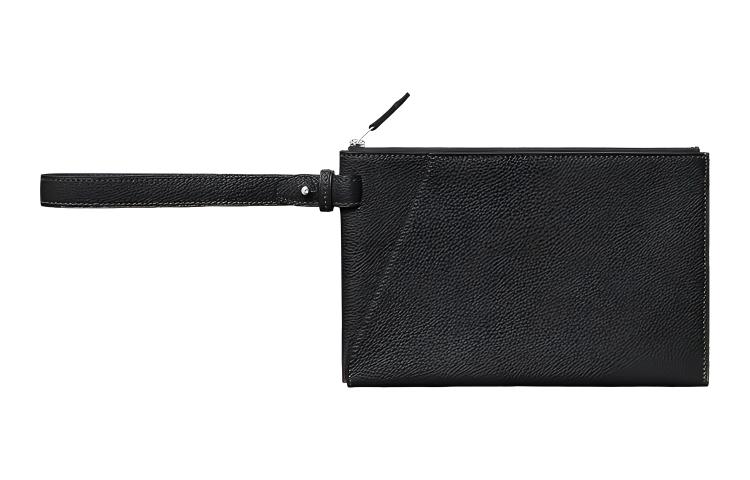 HERMES Cabavertige Togo Calfskin Clutch Men's Black