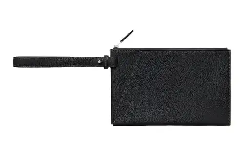 HERMES Cabavertige Togo Calfskin Clutch Men's Black