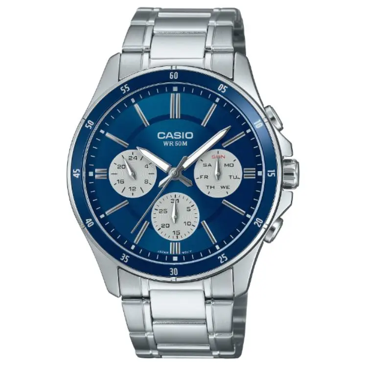 CASIO Quartz Movement Stainless Steel Strap Watch Unisex Blue Dial
