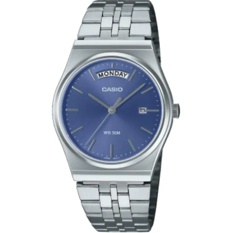CASIO Quartz Movement Stainless Steel Strap Watch Unisex Blue Dial