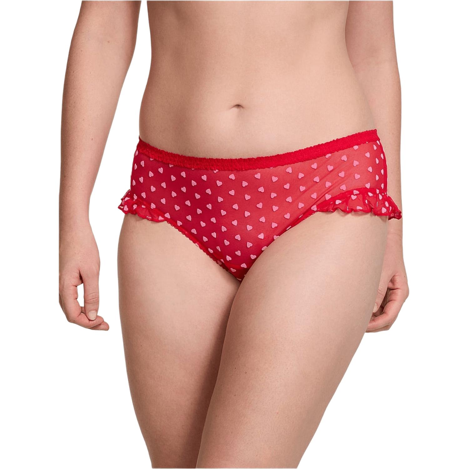 Victoria's Secret /Victoria's Secret SS25 Valentine's Day Series Thin Mesh Hollow Half Hip Covering Panties Women's 1 Pack Red