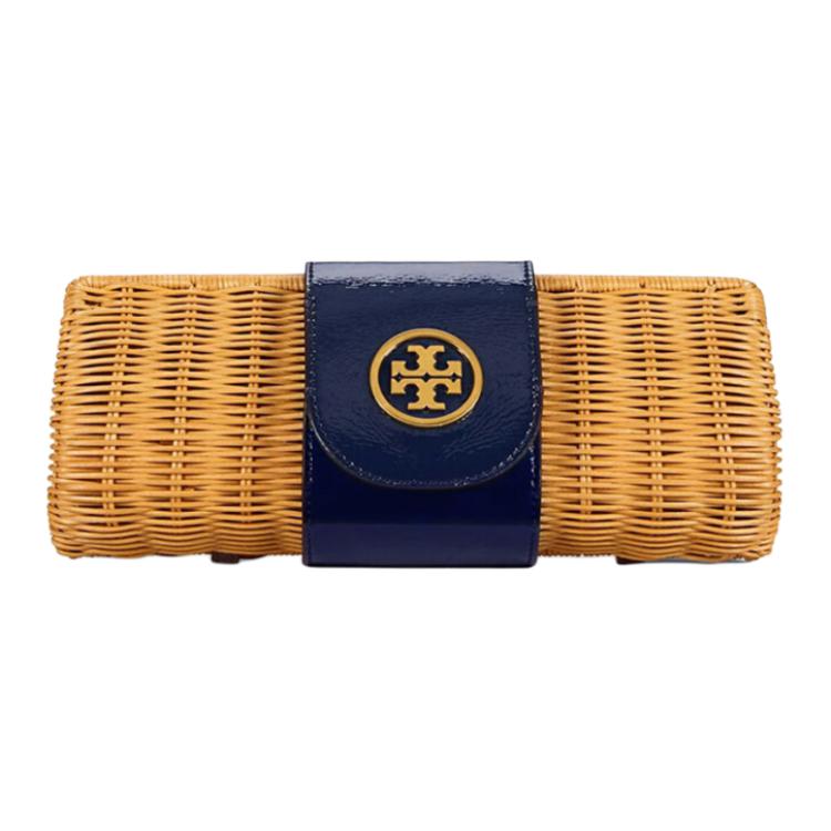 TORY BURCH Tory Burch Woven Wicker Clutch Women's Blue