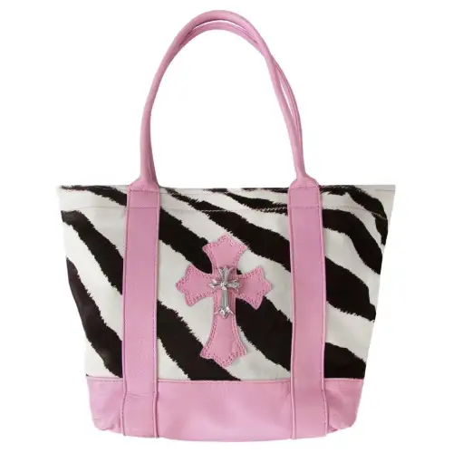 Chrome Hearts Horsehair Tote Bag, Shopping Bag, Handbag Mini Women's Black White & Pink