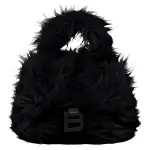 Balenciaga Hourglass Faux Fur Hourglass Bag, Coin Purse, One Shoulder Handbag, Crossbody Bag Mini Women's Black