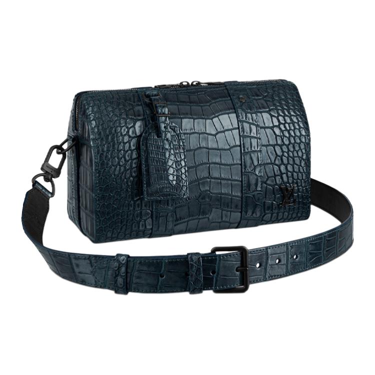 LOUIS VUITTON Removable adjustable straps, green shoulder bag one shoulder for traveling, crocodile, men's style