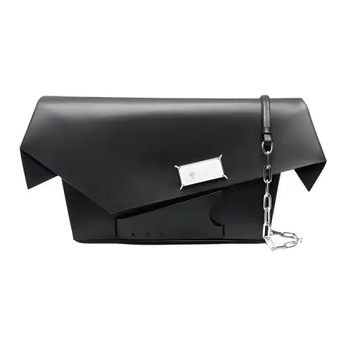 Maison Margiela Snatched Calfskin One Shoulder Crossbody Clutch Medium Women's Black