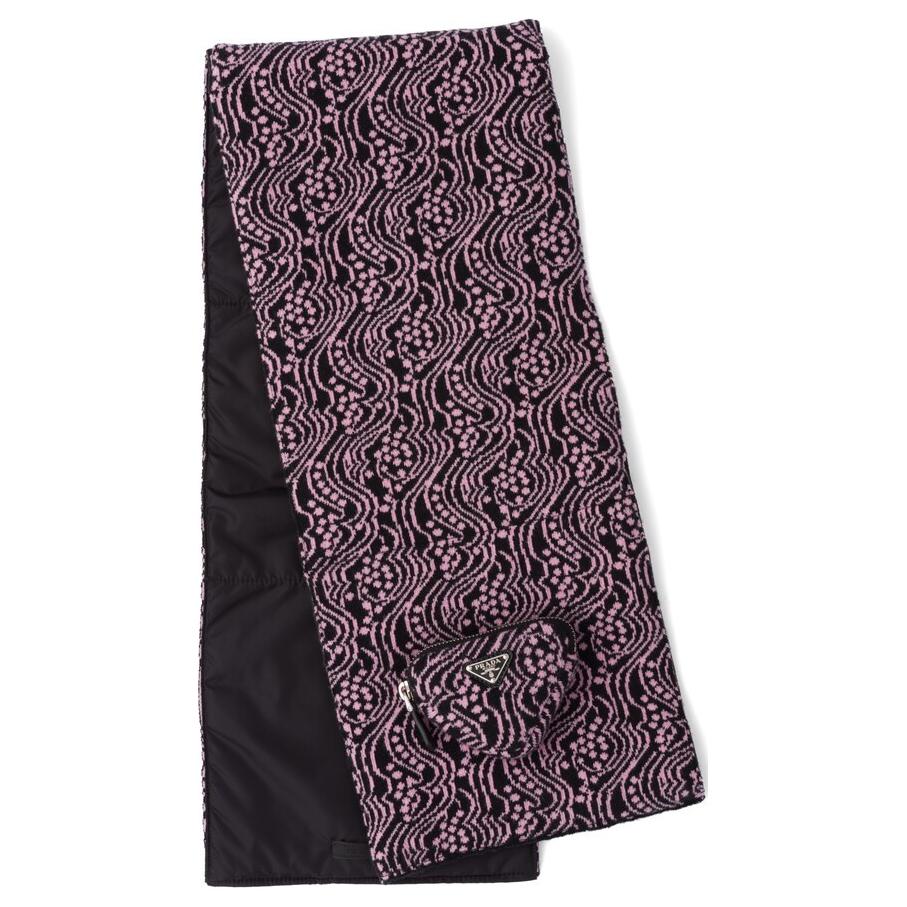 PRADA Brand Logo Knit Scarves Women's Pink/Black
