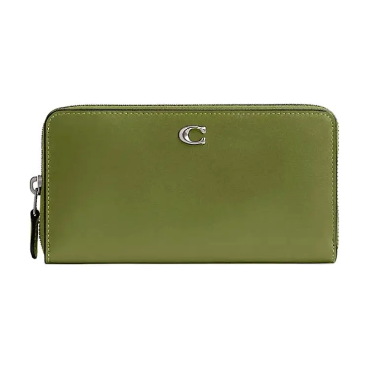 COACH Accordion Zip Calfskin Wallets Women's Dark Lime