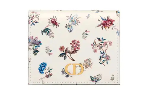 DIOR Caro Calfskin Wallet Mini Women's White