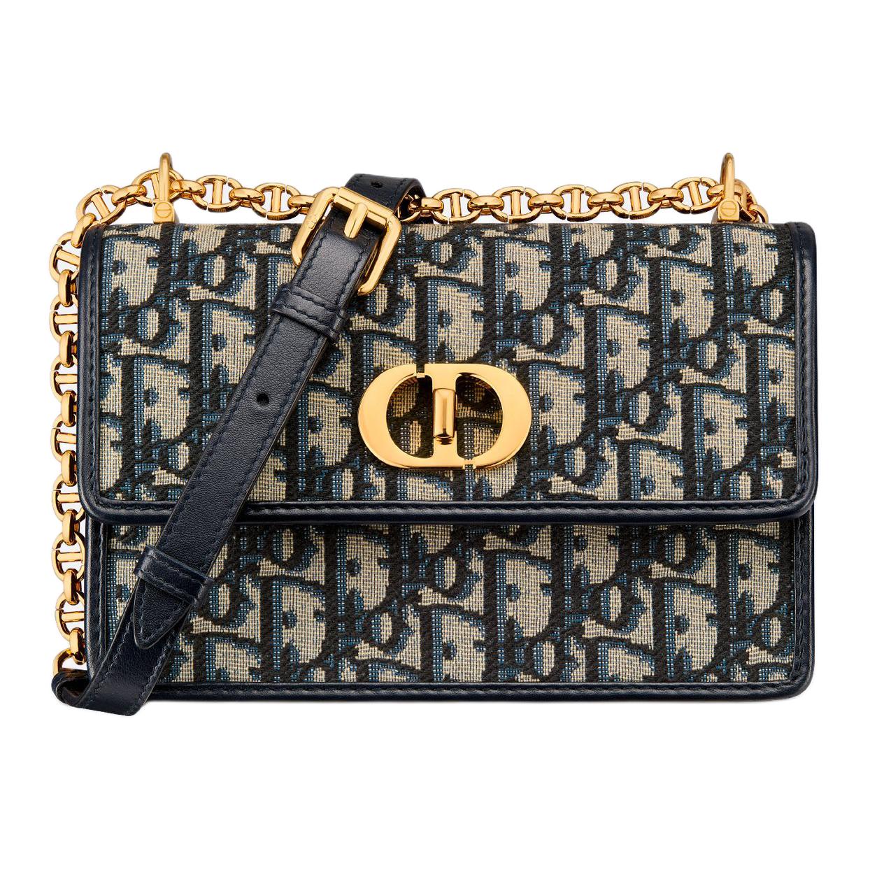 DIOR Dior Miss Caro Metal Knob CD Buckle Cotton Shoulder Bag Mini Women's Blue