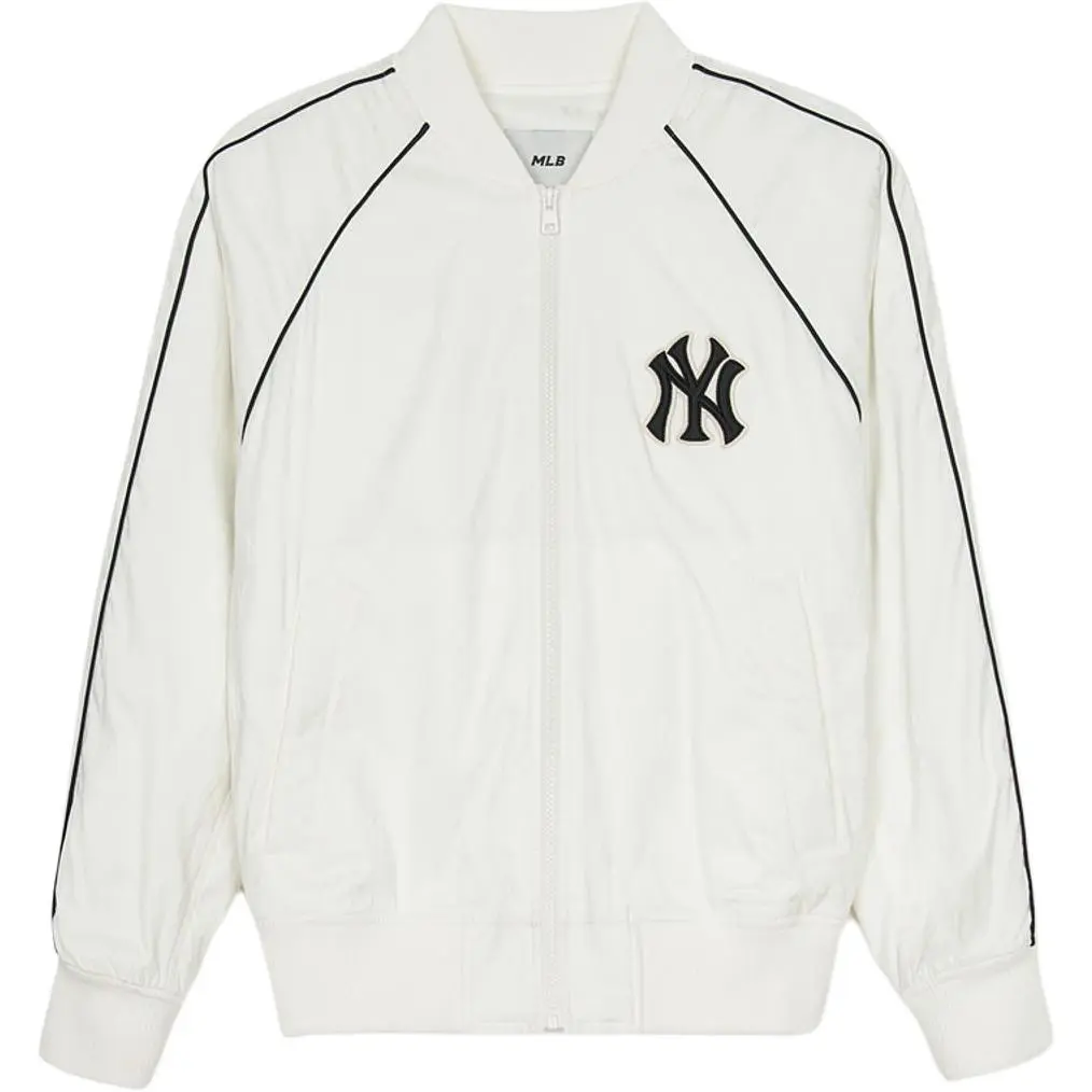 MLB Puffer Jackets Men's Ivory Baseball Collar Moderate Straight Fit