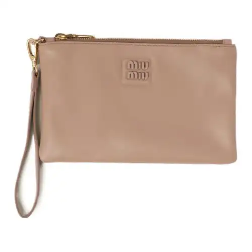 MIU MIU Leather Clutch Women's Sand Pink