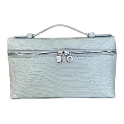 Loro Piana ExtraPocket Lizard Skin Handbag Clutch Women's Baby Blue