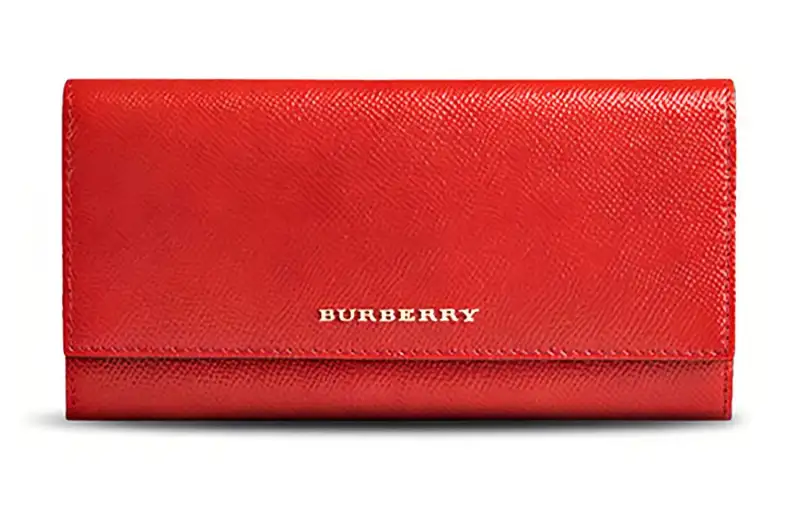 Burberry Cow Leather Wallet Women's Red
