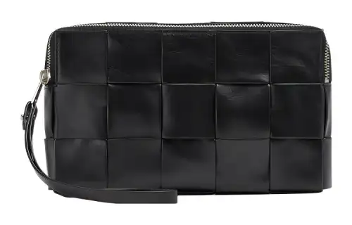 Bottega Veneta Cow Leather With Fabric Clutch Medium Men's Black