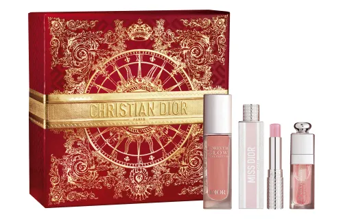 DIOR Makeup primer, highlighter, lip gloss, balm, set, gift box, floral lemon perfume contains rose, white musk