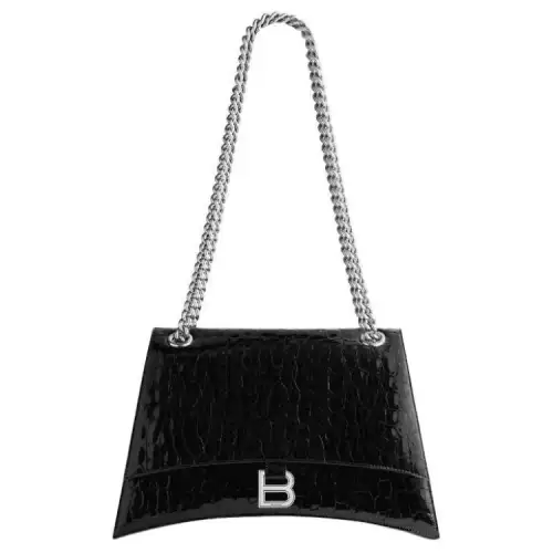 Balenciaga Crush Calfskin Handbag, Shoulder Bag Women's Black