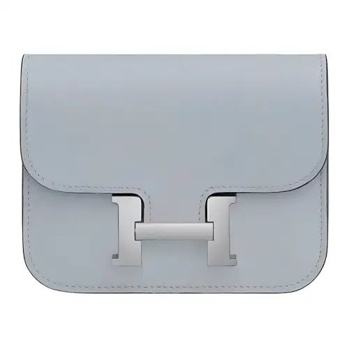 HERMES Constance Slim Evercolor Calfskin Wallet Fanny Pack Women's 8U Bleu Glacier Blue