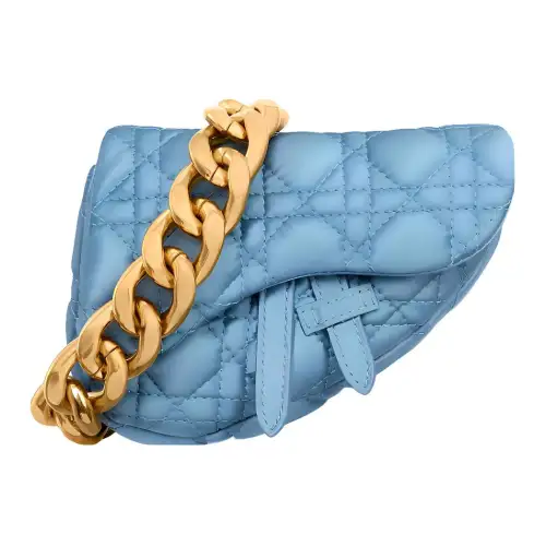 DIOR Satin Saddle Bag Handbag Extra Mini Women's Blue