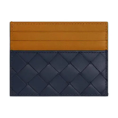 Bottega Veneta Calfskin Card Holder Men's Dark Blue/Brown