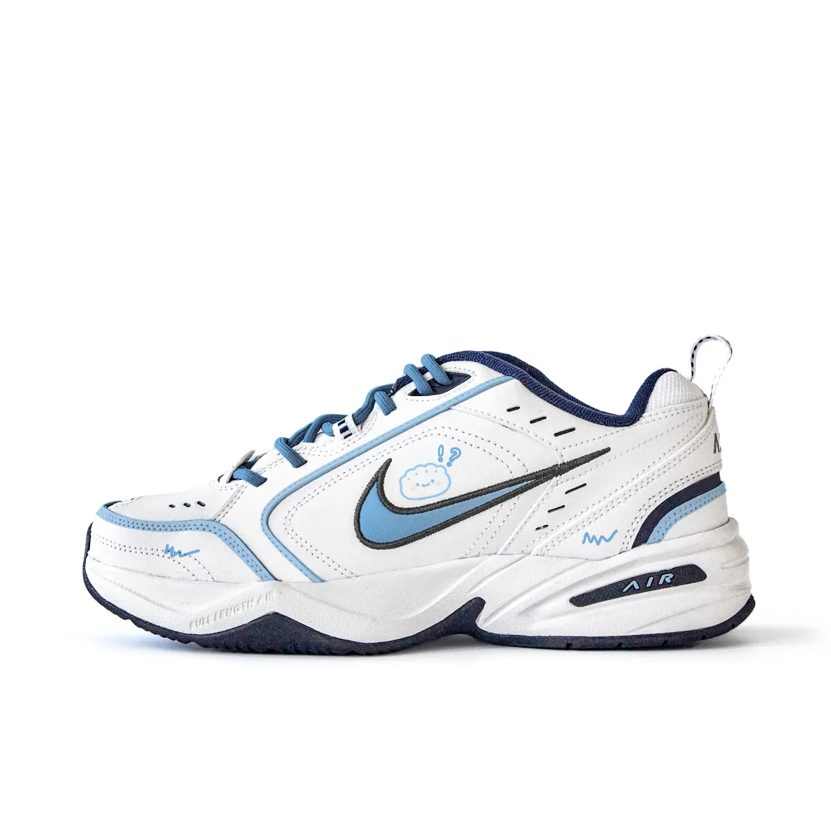 Nike Air Monarch 4 Slip Resistant Abrasion Resistant Low top Chunky Sneakers Unisex White Blue