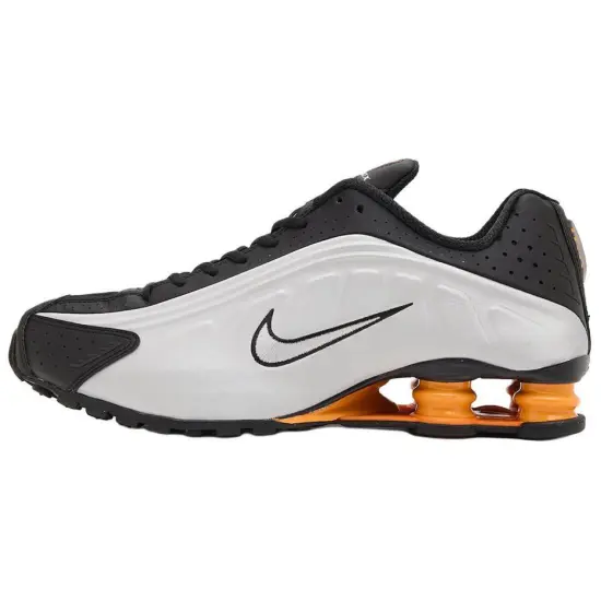 Nike Shox R4 Anti Slip Wear Resistant Low Top Casual Running Shoes Unisex Black Silver