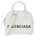 Balenciaga Ville Cow Leather One Shoulder Handbag Small Women's White