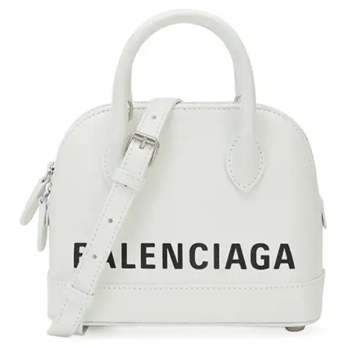 Balenciaga Ville Cow Leather One Shoulder Handbag Small Women's White