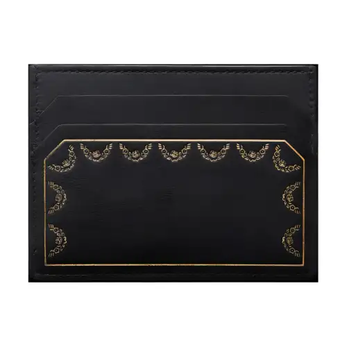 CARTIER Guirlande Cow Leather Card Holder Women's Black