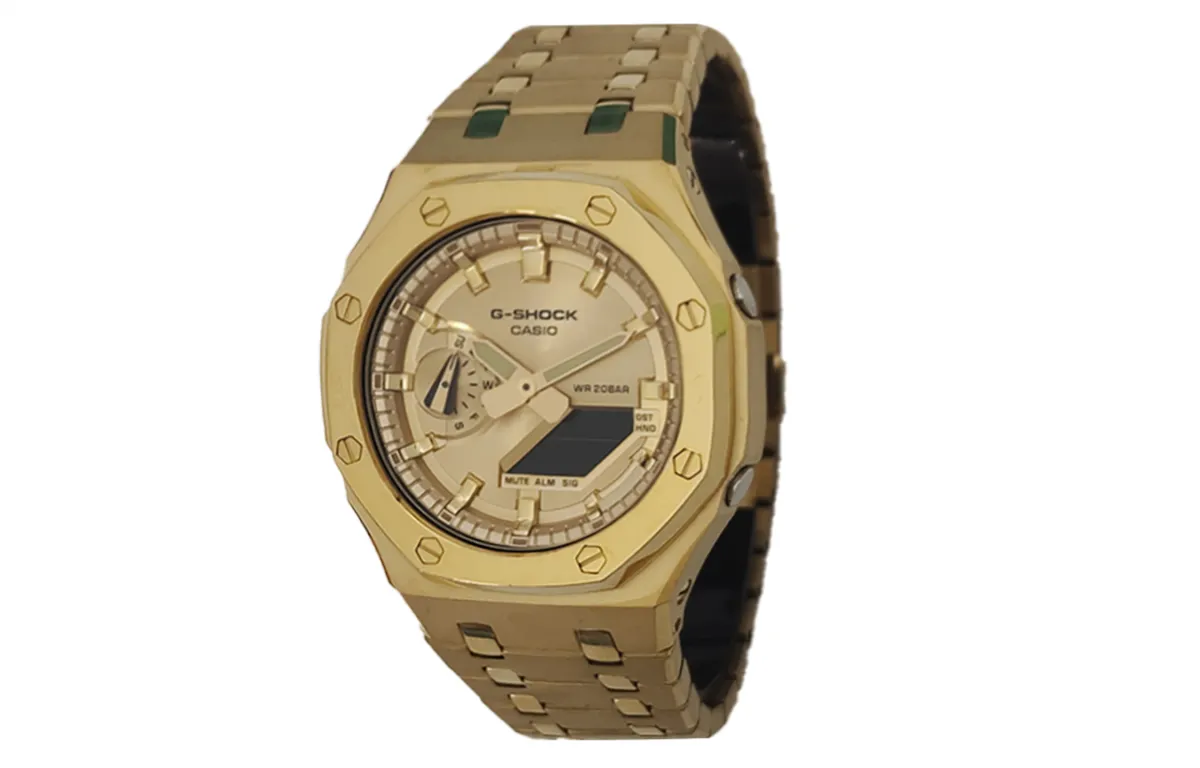 CASIO Custom Collection Electronic Movement Stainless Steel Strap Watch Men's Watches Gold Dial