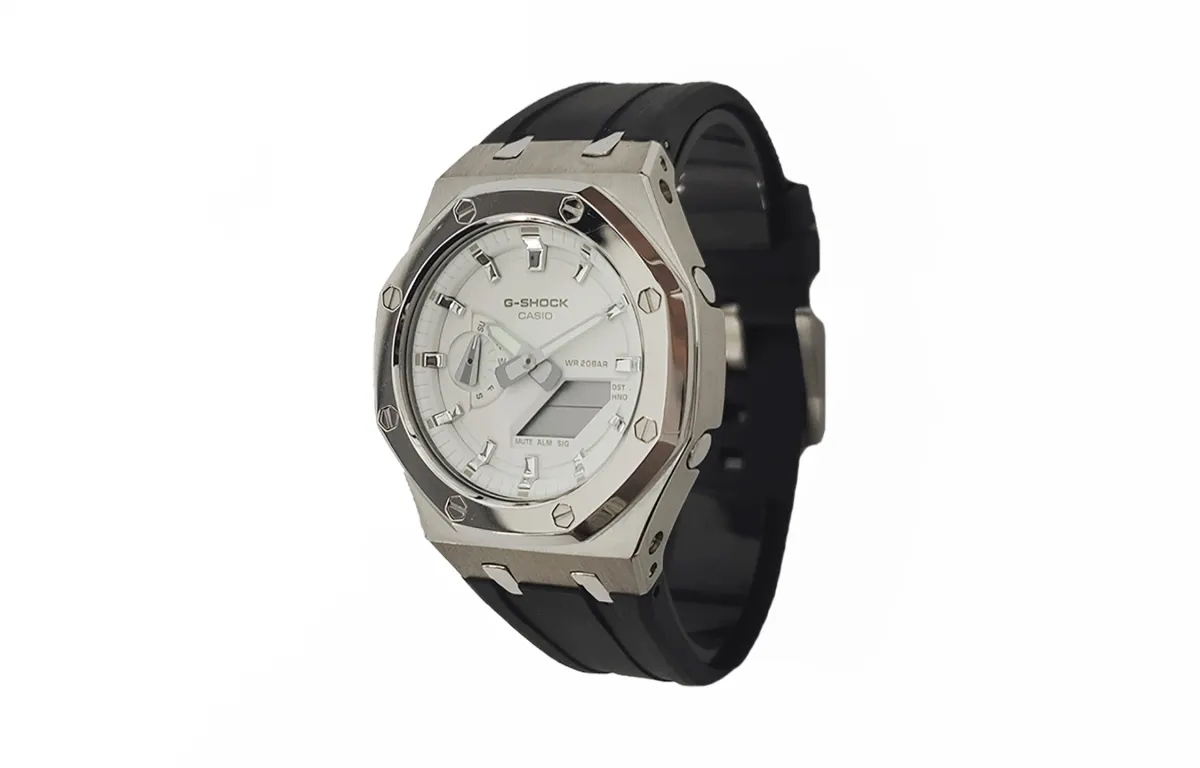 CASIO Custom Collection Quartz Movement Fluoroelastomer Strap Watch Men's Watches White Dial