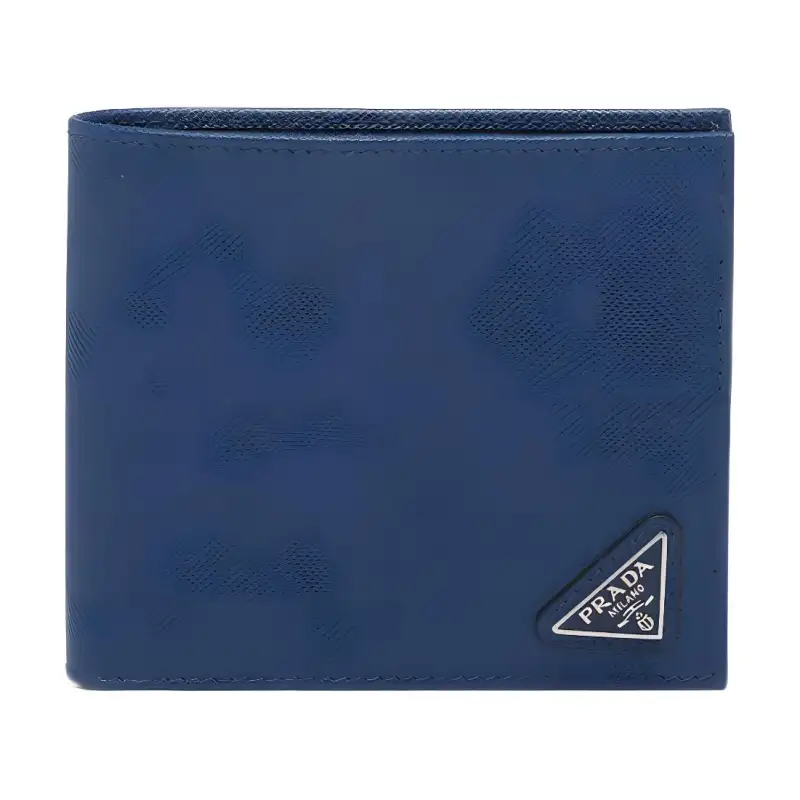 PRADA Saffiano Leather Wallet Men's Dark Purple Blue