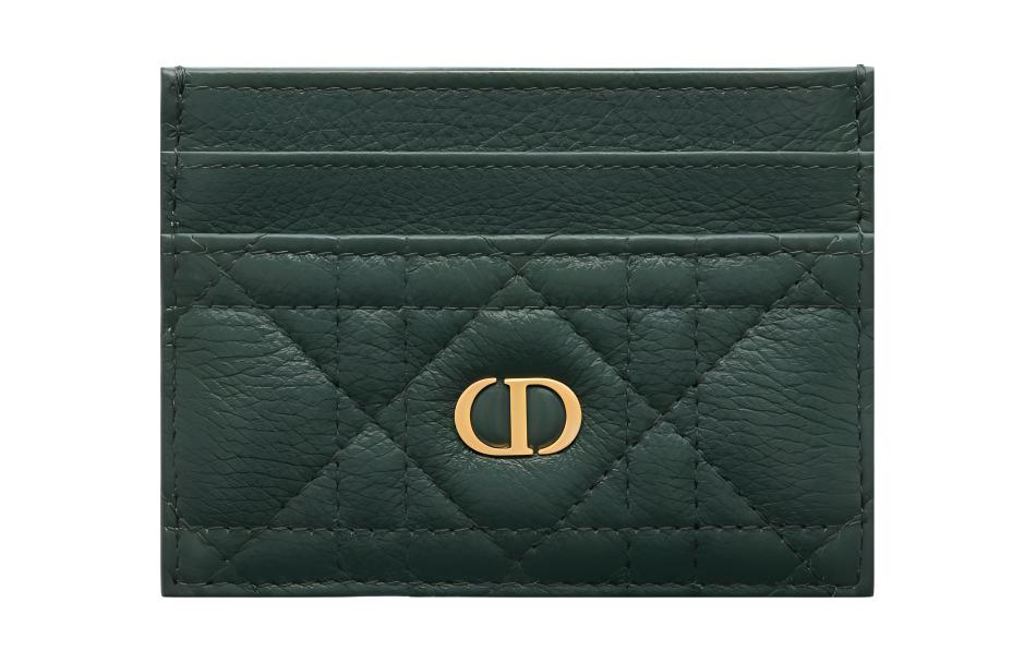 DIOR Caro Soft Cow Leather Card Holder Card Holder Women's Pine Green