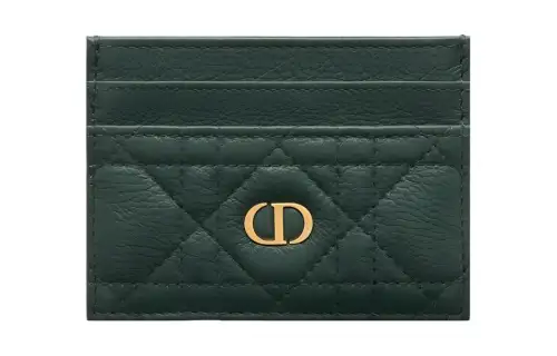 DIOR Caro Soft Cow Leather Card Holder Card Holder Women's Pine Green