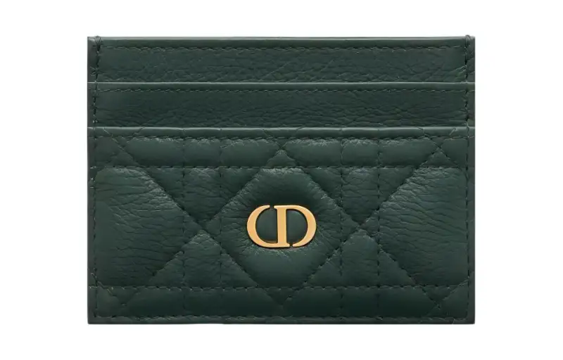 DIOR Caro Soft Cow Leather Card Holder Card Holder Women's Pine Green