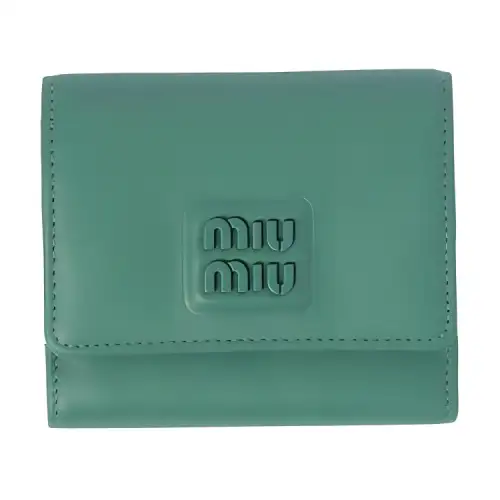 MIU MIU Leather Wallet Small Women's Sage Green