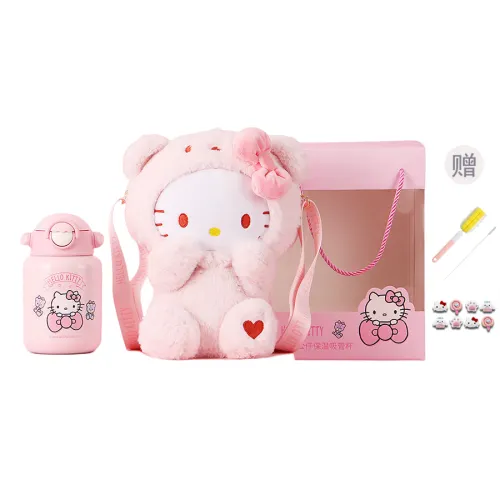 Sanrio Sanrio, hello kitty, Hello Kitty, plush doll, cartoon cute glass stainless steel, fuchsia capacious handheld travel teapot with glass, 550 ml