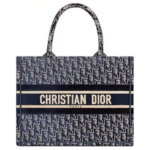 DIOR BookTote Velvet Tote Bag, Shopping Bag, Shoulder Bag, Handbag Medium Women's Dark Blue