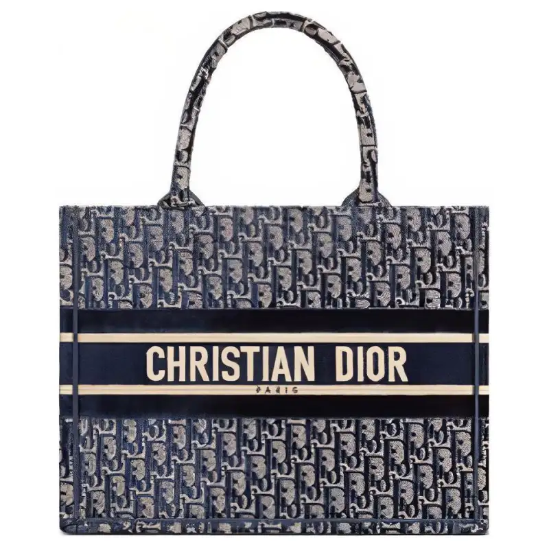 DIOR BookTote Velvet Tote Bag, Shopping Bag, Shoulder Bag, Handbag Medium Women's Dark Blue