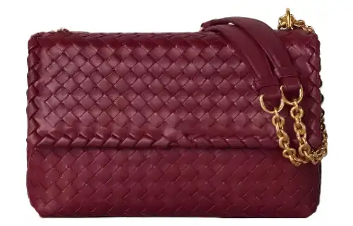 Bottega Veneta Intrecciato Sheepskin Crossbody Bag, Shoulder Bag Women's Burgundy