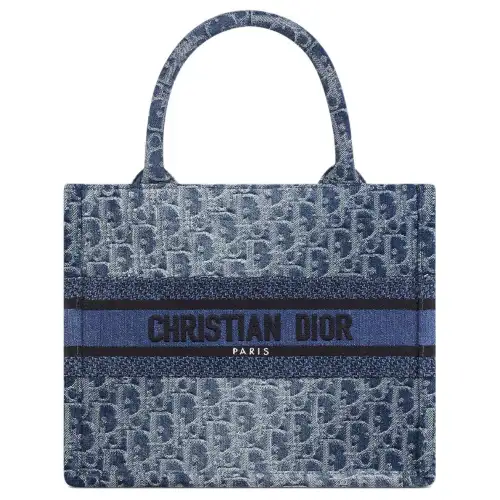 DIOR BookTote Embroidery Tote Bag, Shopping Bag, Handbag Small Women's Gradient Blue