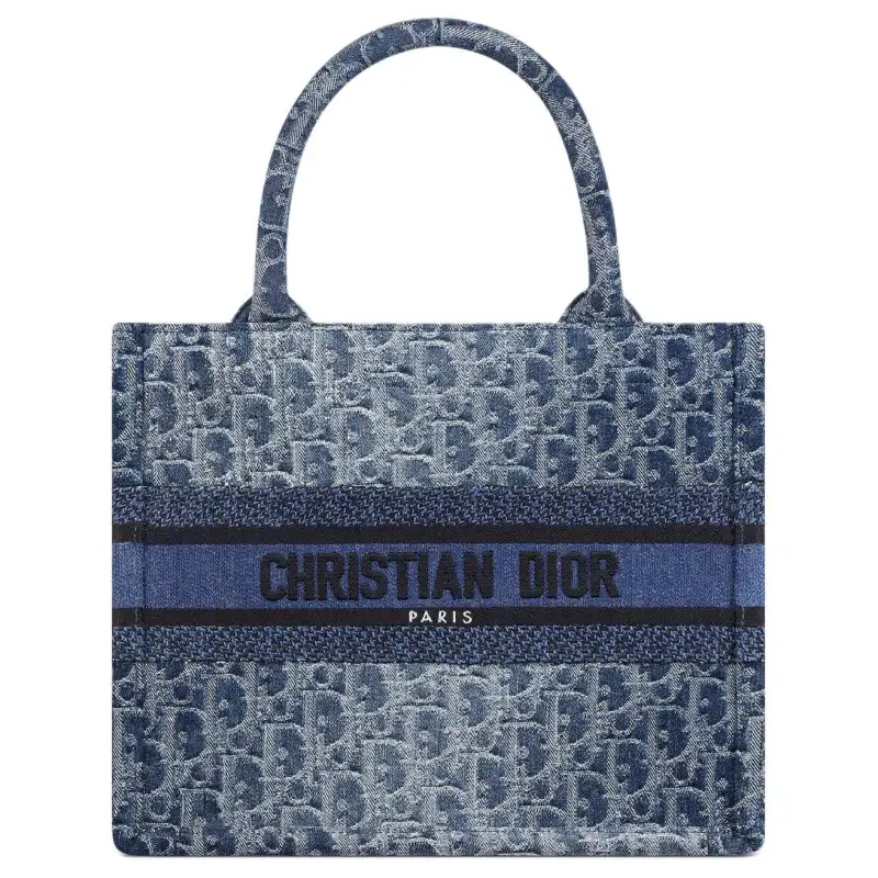DIOR BookTote Embroidery Tote Bag, Shopping Bag, Handbag Small Women's Gradient Blue