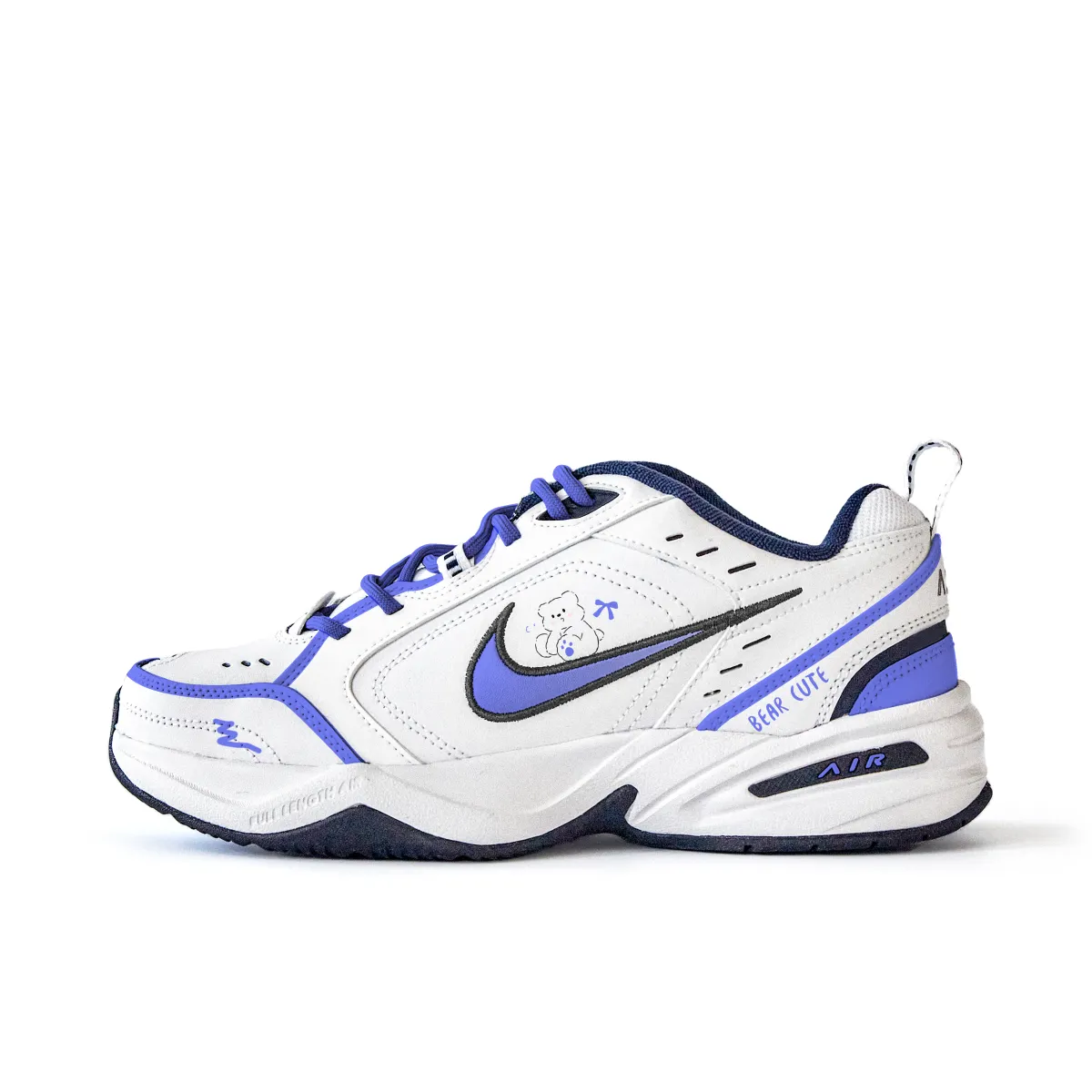 Nike Air Monarch 4 Slip Resistant Abrasion Resistant Low top Chunky Sneakers Unisex White Purple