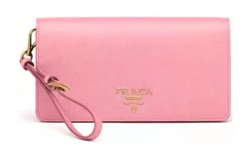 PRADA Saffiano Leather One Shoulder Clutch Mini Women's Pink