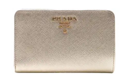 PRADA Saffiano Leather Wallet Small Women's Silver