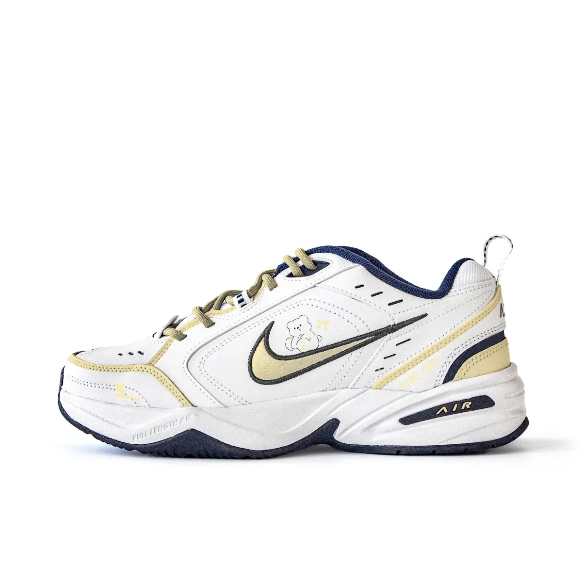 Nike Air Monarch 4 Slip Resistant Abrasion Resistant Low top Chunky Sneakers Unisex White Yellow